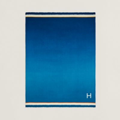 Avalon Bayadere blanket - Blue | Hermès USA